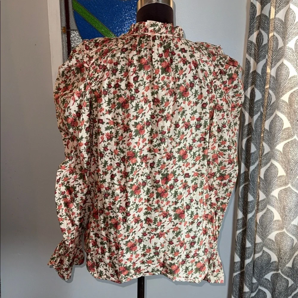 Free People Meant To Be floral puff sleeve blouse SZ S